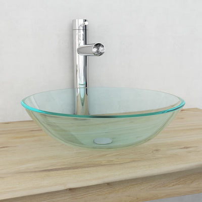 Vidaxl Washbasin Glass indurito 42 cm trasparente