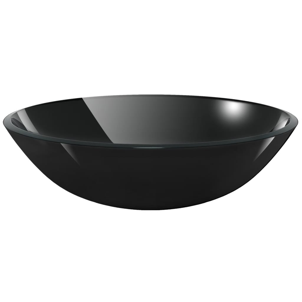 Vidaxl Washbasin Glass indurito 42 cm nero