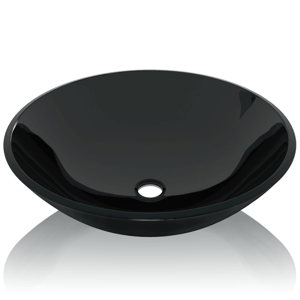 Vidaxl Washbasin Glass indurito 42 cm nero