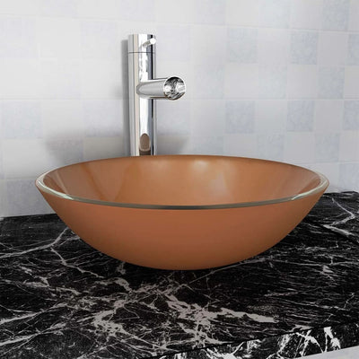 Vidaxl Washbasin Glass endurecido 42 cm de marrón