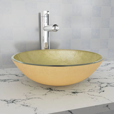 Vidaxl Washbasin Vidrio endurecido 42 cm de oro