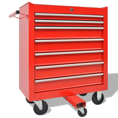 Vidaxl Tool Trolley con 1125 herramientas de acero rojo