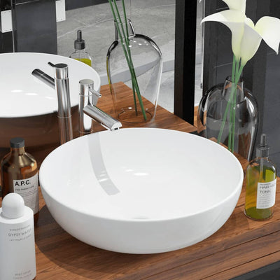 Vidaxl Washbasin redondo blanco 41.5x13.5 cm Cerámica