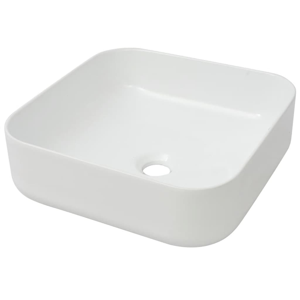 Vidaxl Washbasin Square White 39x39x13.5 cm Cerámica