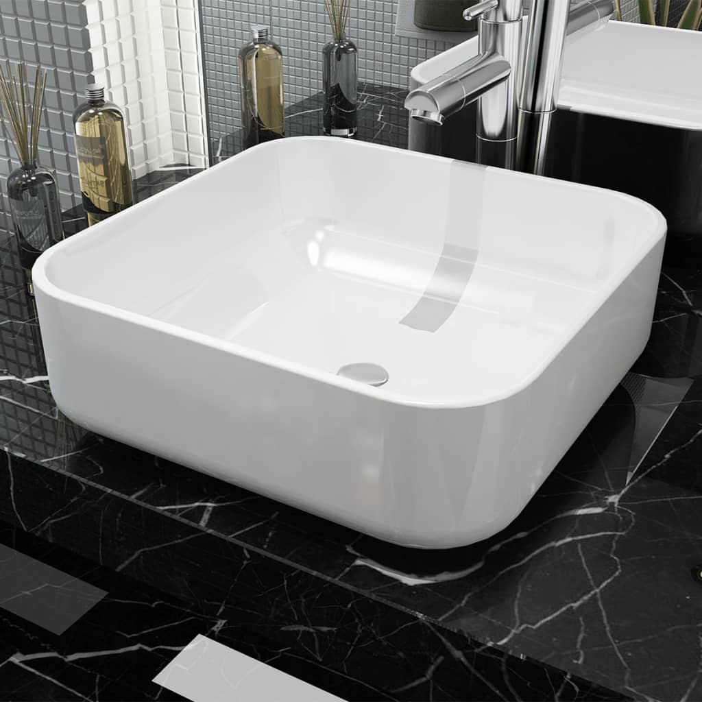 Vidaxl Washbasin Square White 39x39x13.5 cm Cerámica