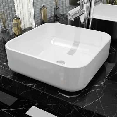 Vidaxl Washbasin Square White 39x39x13.5 cm Cerámica