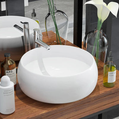 Vidaxl Washbasin Round 40x15 cm Bianco in ceramica
