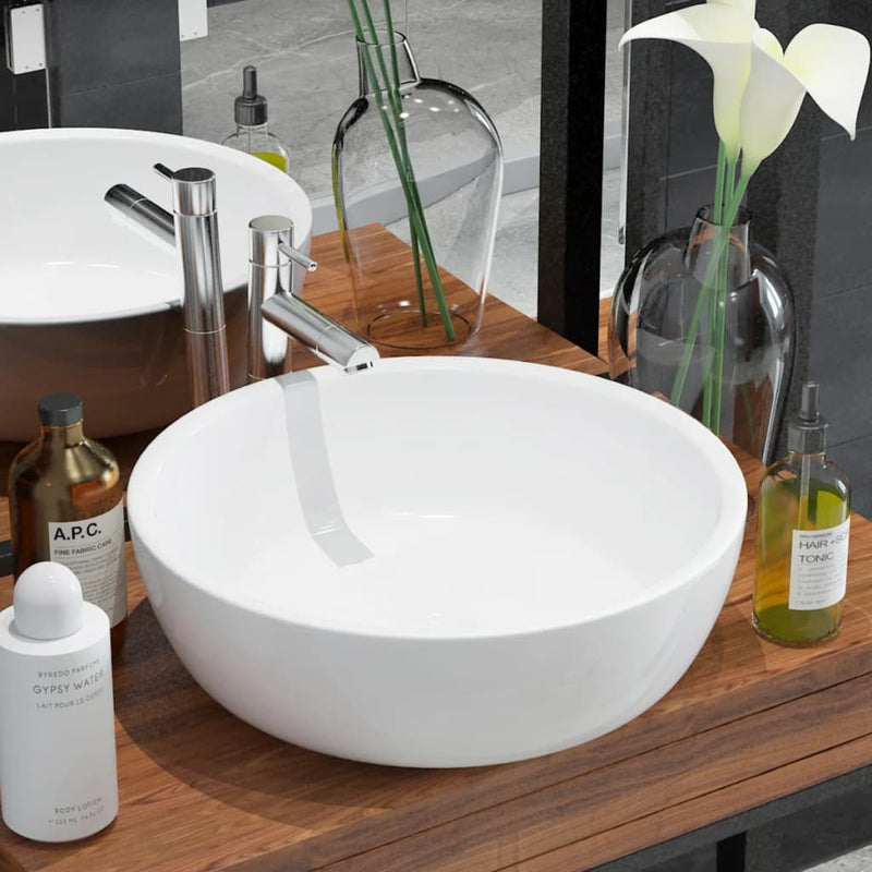 Vidaxl Washbasin Round White 42x12 cm Ceramico