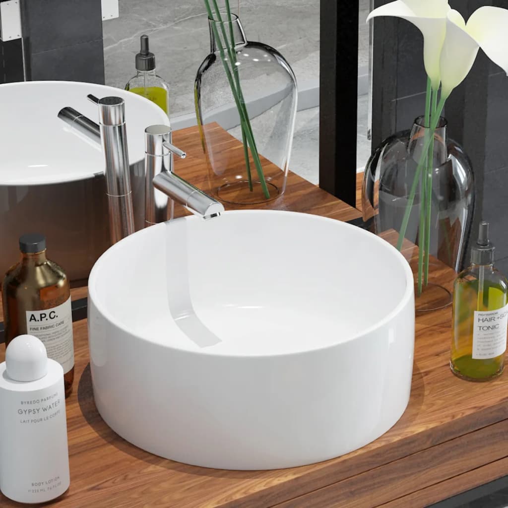 Vidaxl Washbasin redondo blanco 40x15 cm de cerámica