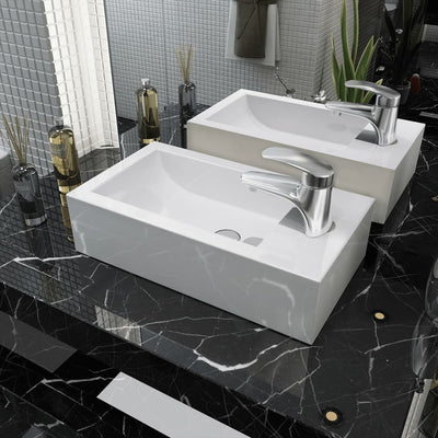 Washbasin Vidaxl con agujero de grúa rectangular blanco 46x25.5x12 cm cerámica