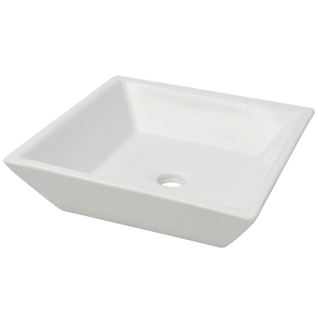 Vidaxl Washbasin Square White 41.5x41.5x12 cm Cerámica