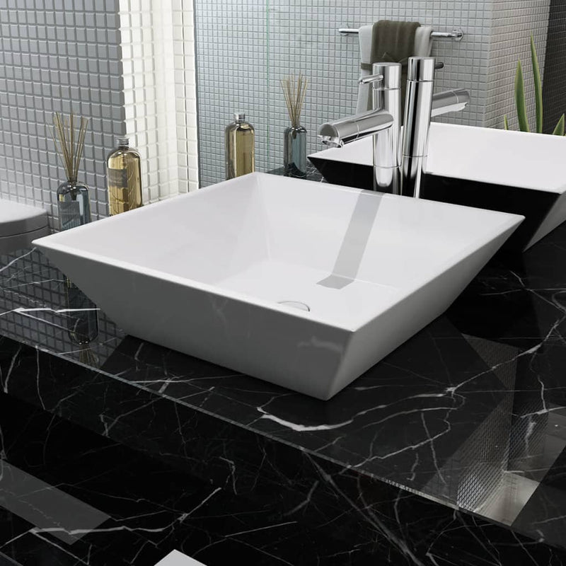 Vidaxl Washbasin quadrato bianco 41.5x41.5x12 cm ceramica