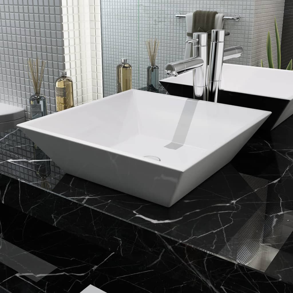 Vidaxl Washbasin quadrato bianco 41.5x41.5x12 cm ceramica