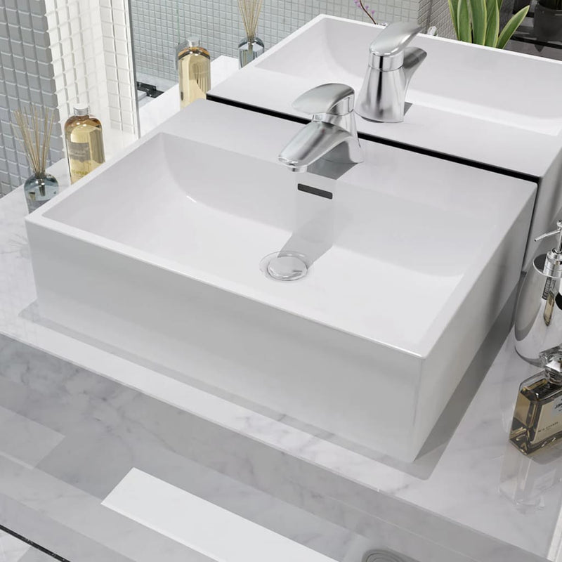 Vidaxl Washbasin con agujero de grúa blanco 51.5x38.5x15 cm de cerámica