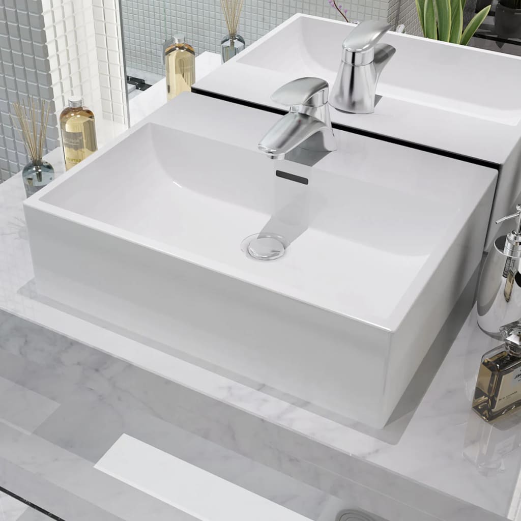 Vidaxl Washbasin con agujero de grúa blanco 51.5x38.5x15 cm de cerámica