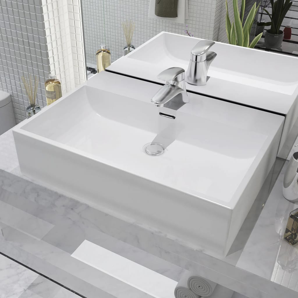 Vidaxl Washbasin con Taphole White 60.5x42.5x14.5 cm de cerámica