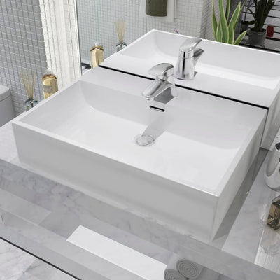 Vidaxl Washbasin con Taphole White 60.5x42.5x14.5 cm de cerámica