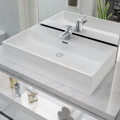 Vidaxl Washbasin con tafole blanco 76x42.5x14.5 cm Muermiek