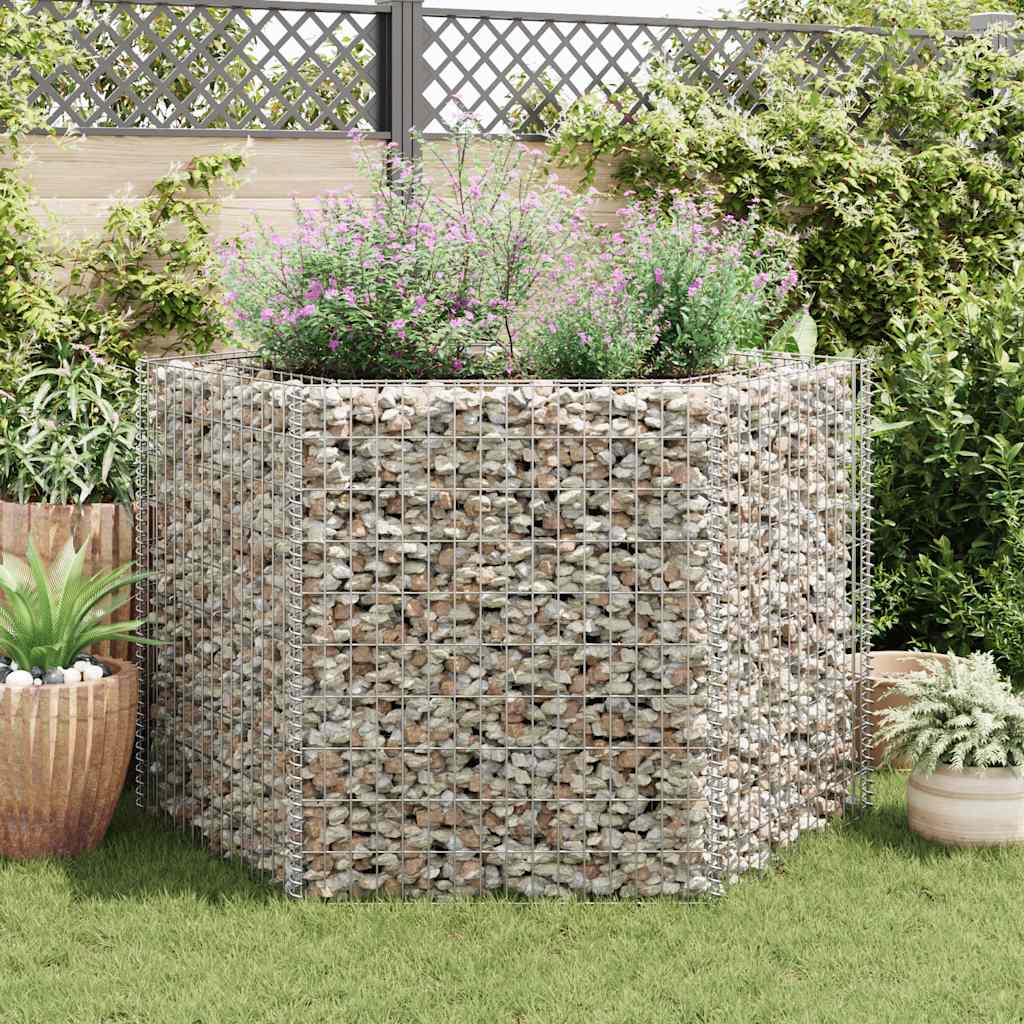 Vidaxl Gabion Plantador Insentado Hexagonal 160x140x100 cm