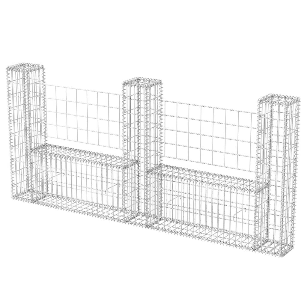 Canasta de gabión Vidaxl en forma de U 240x20x100 cm de acero