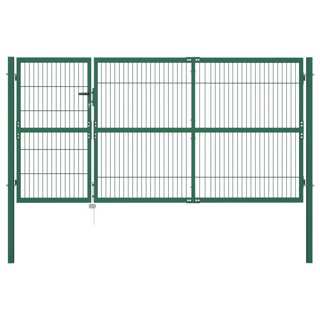 Puerto Vidaxl con postes de 350x140 cm de acero verde