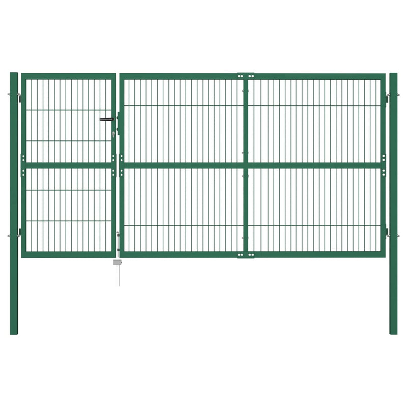 Puerto Vidaxl con postes de 350x140 cm de acero verde