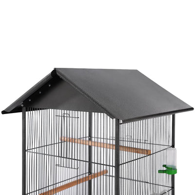 Vidaxl Bird Gage con tetto in acciaio nero 66x66x155 cm