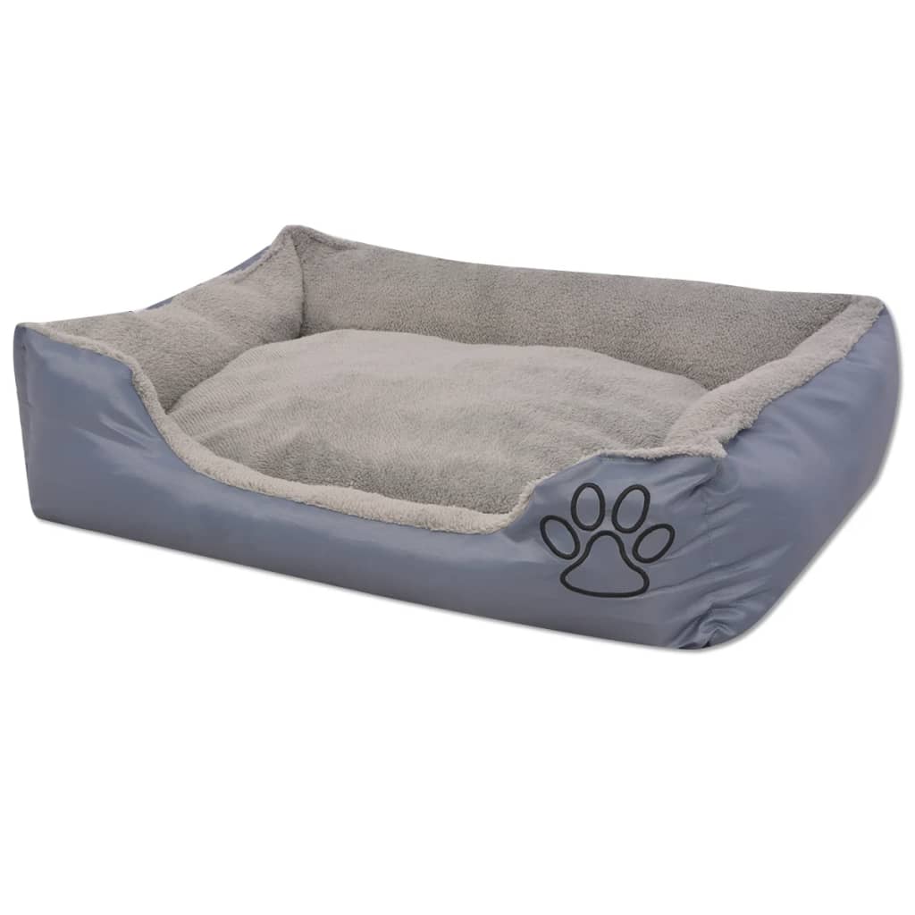 Cama de perros de Vidaxl con colchón acolchado tamaño XL gris