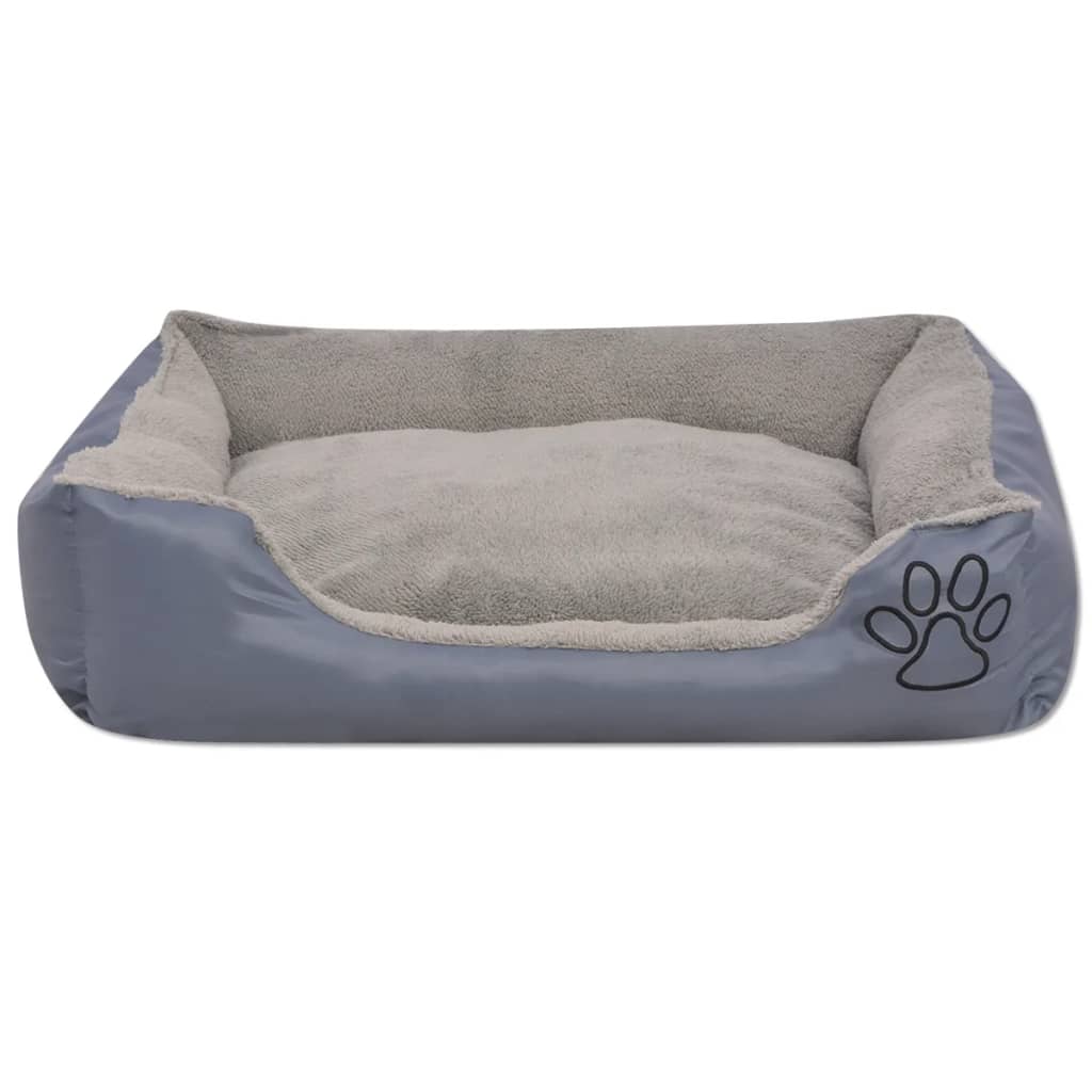 Cama de perros de Vidaxl con colchón acolchado tamaño XL gris