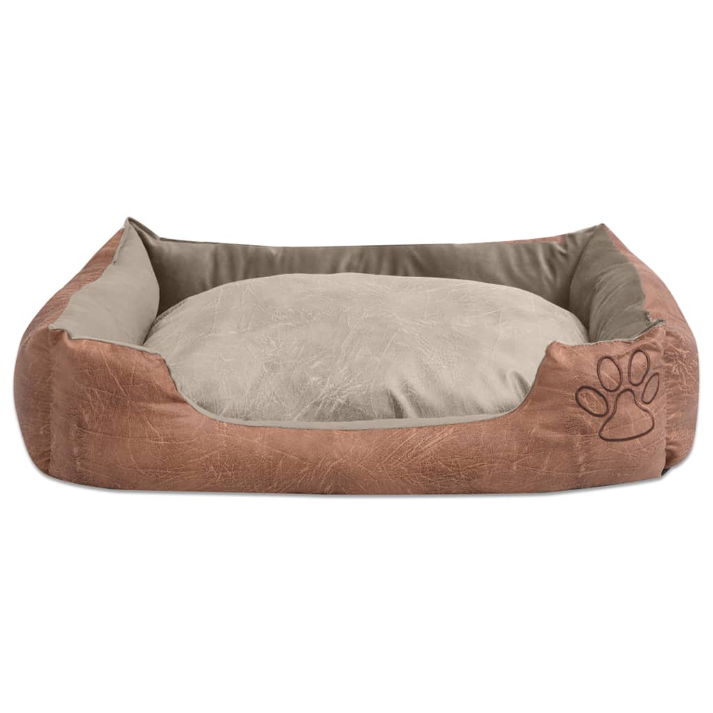 Vidaxl almohada de cama para perros PU arte talla de cuero xxl beige