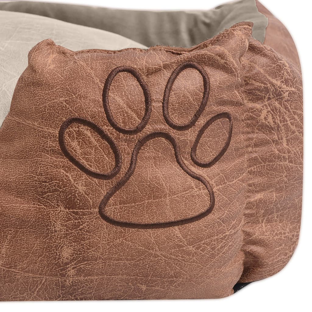 Vidaxl almohada de cama para perros PU arte talla de cuero xxl beige