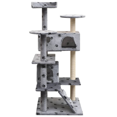 Tiragraffi per gatti Vidaxl con tiragraffi in sisal 125 cm impronte di zampe grigie
