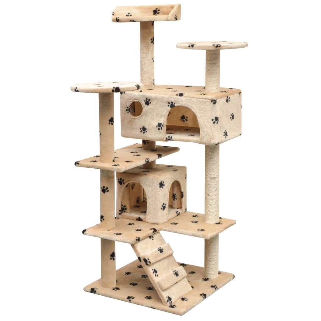 Vidaxl Cat Scratching Post con graffi di sisal 125 cm Pootprint Stampa beige