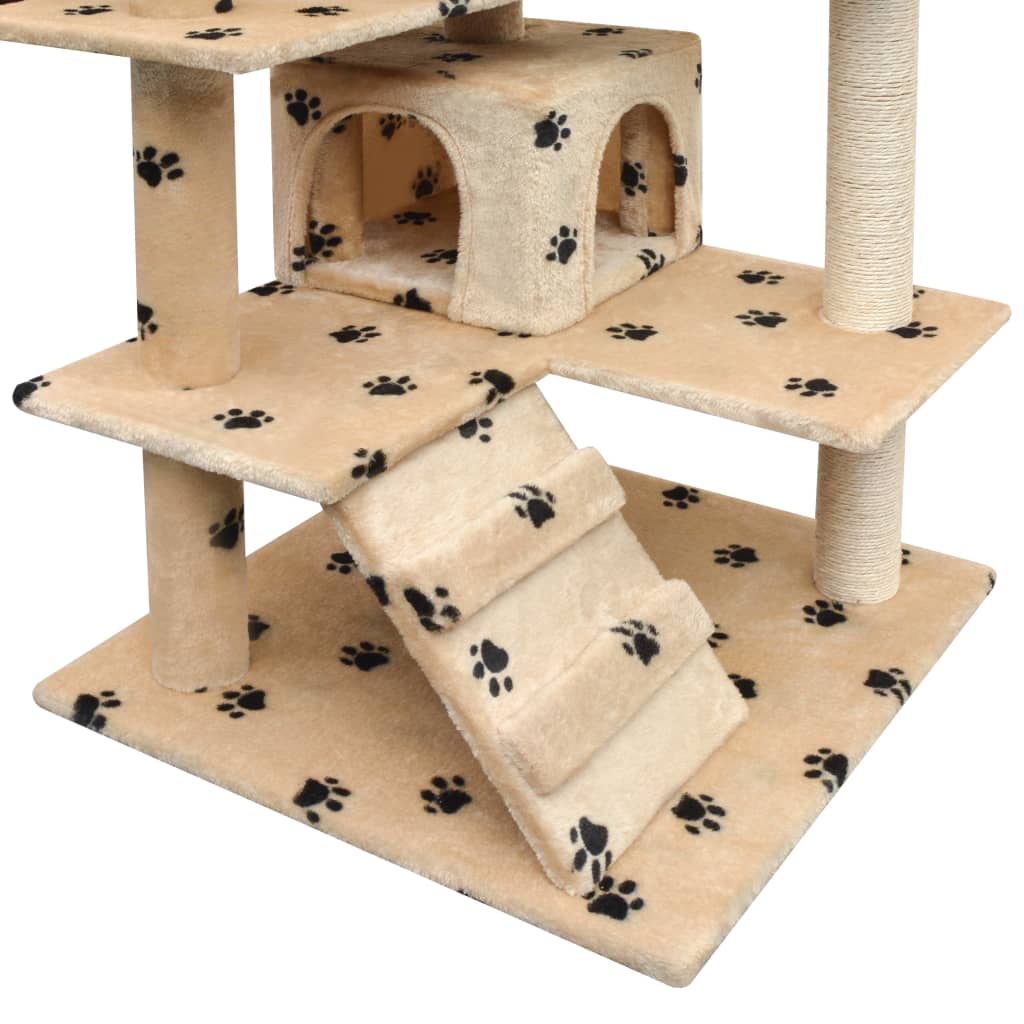 Vidaxl Cat Scratching Post con graffi di sisal 125 cm Pootprint Stampa beige