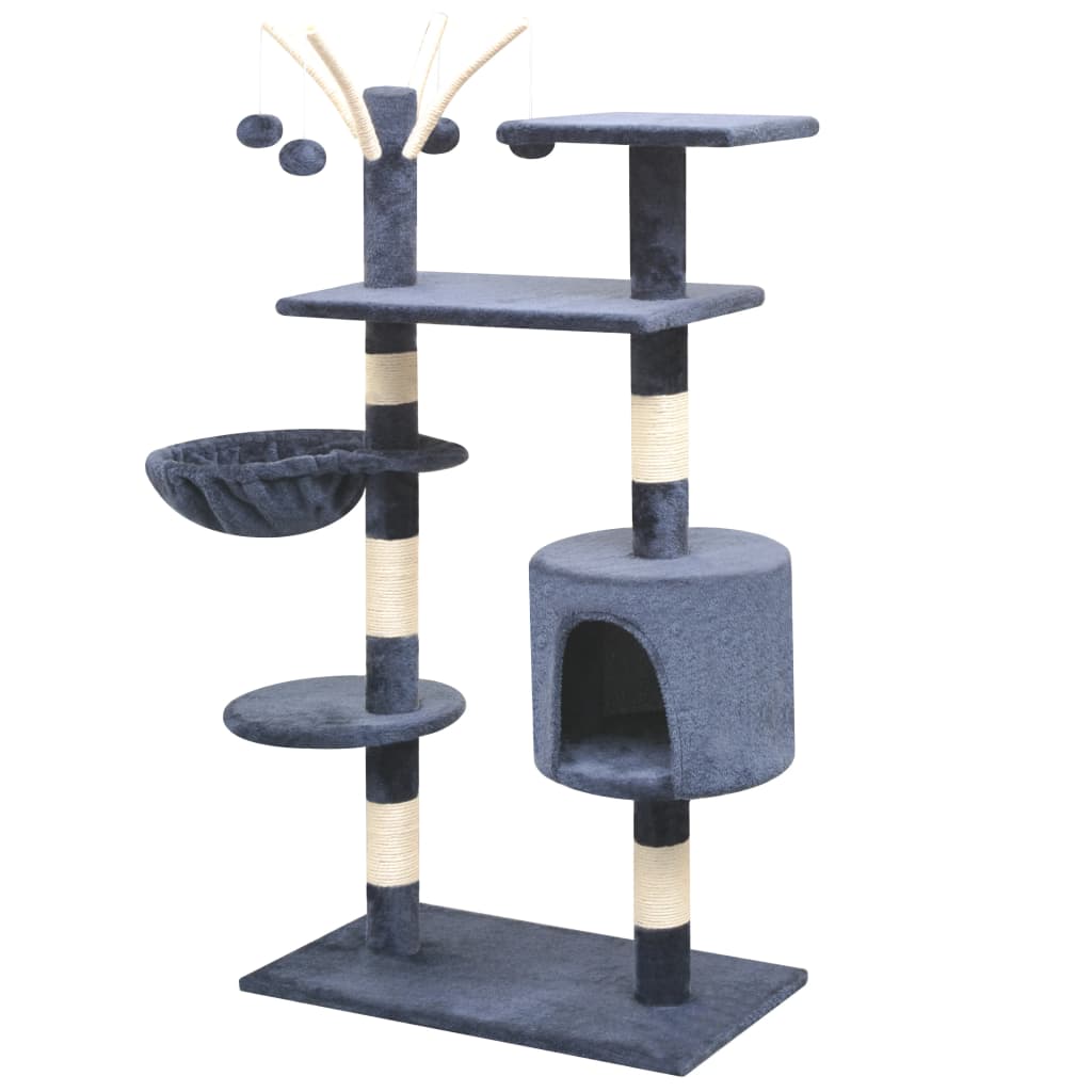 Vidaxl Cat Rastreing Post con postes de rascado de sisal 125 cm de azul oscuro