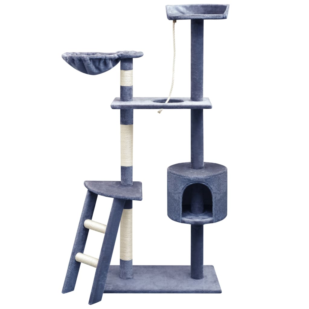 Vidaxl Cat Post con postes de rascado de sisal 150 cm de azul oscuro