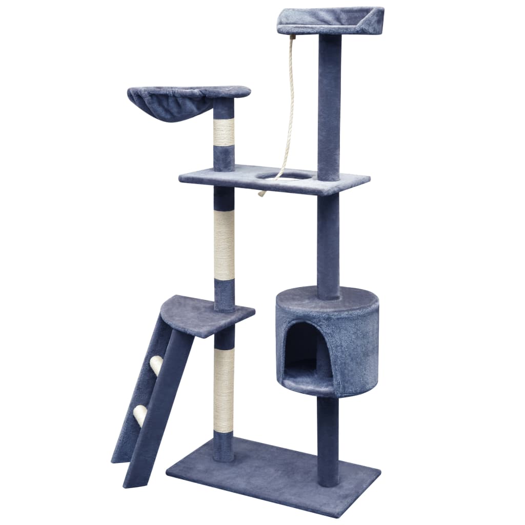 Vidaxl Cat Post con postes de rascado de sisal 150 cm de azul oscuro