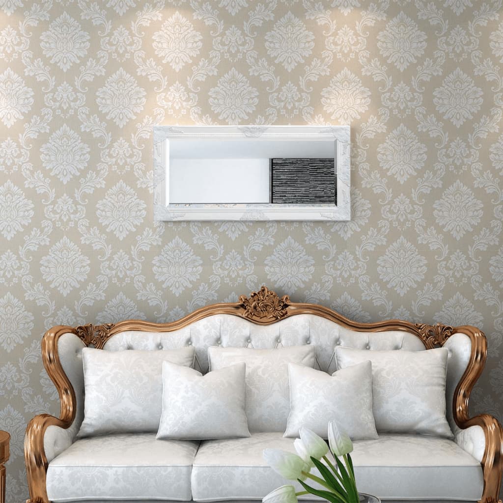 Vidaxl Mirror de pared Barroque 100 x 50 cm blanco