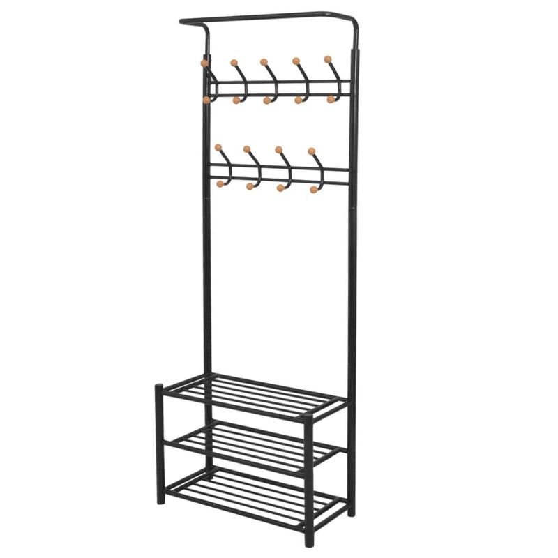 Vidaxl Relling Rack con almacenamiento de zapatos 68x32x182.5 cm Negro