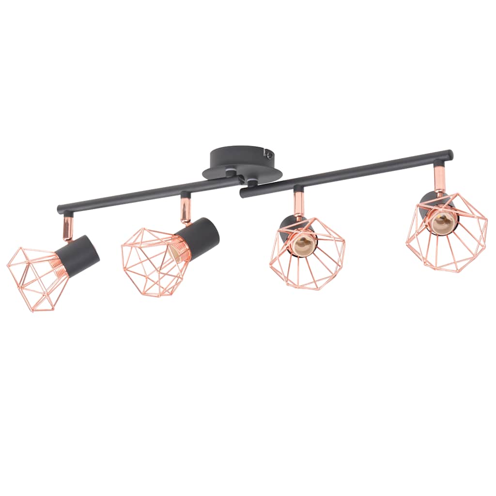 Lámpara de techo Vidaxl con 4 focos E14 Negro y cobre