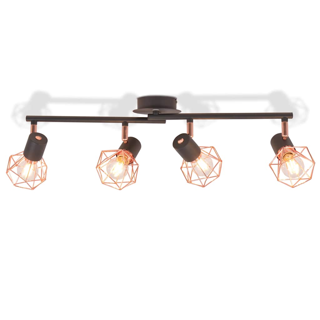 Lámpara de techo Vidaxl con 4 focos E14 Negro y cobre