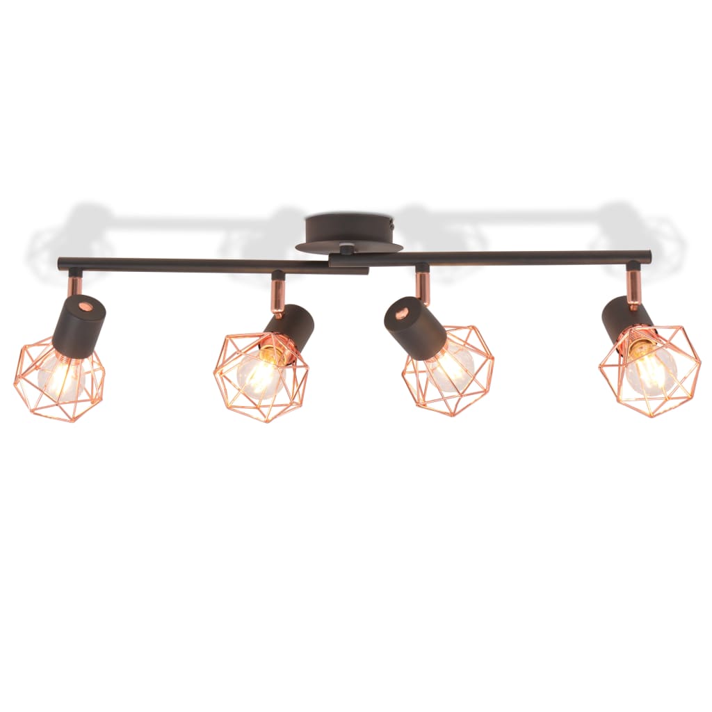 Lámpara de techo Vidaxl con 4 focos E14 Negro y cobre