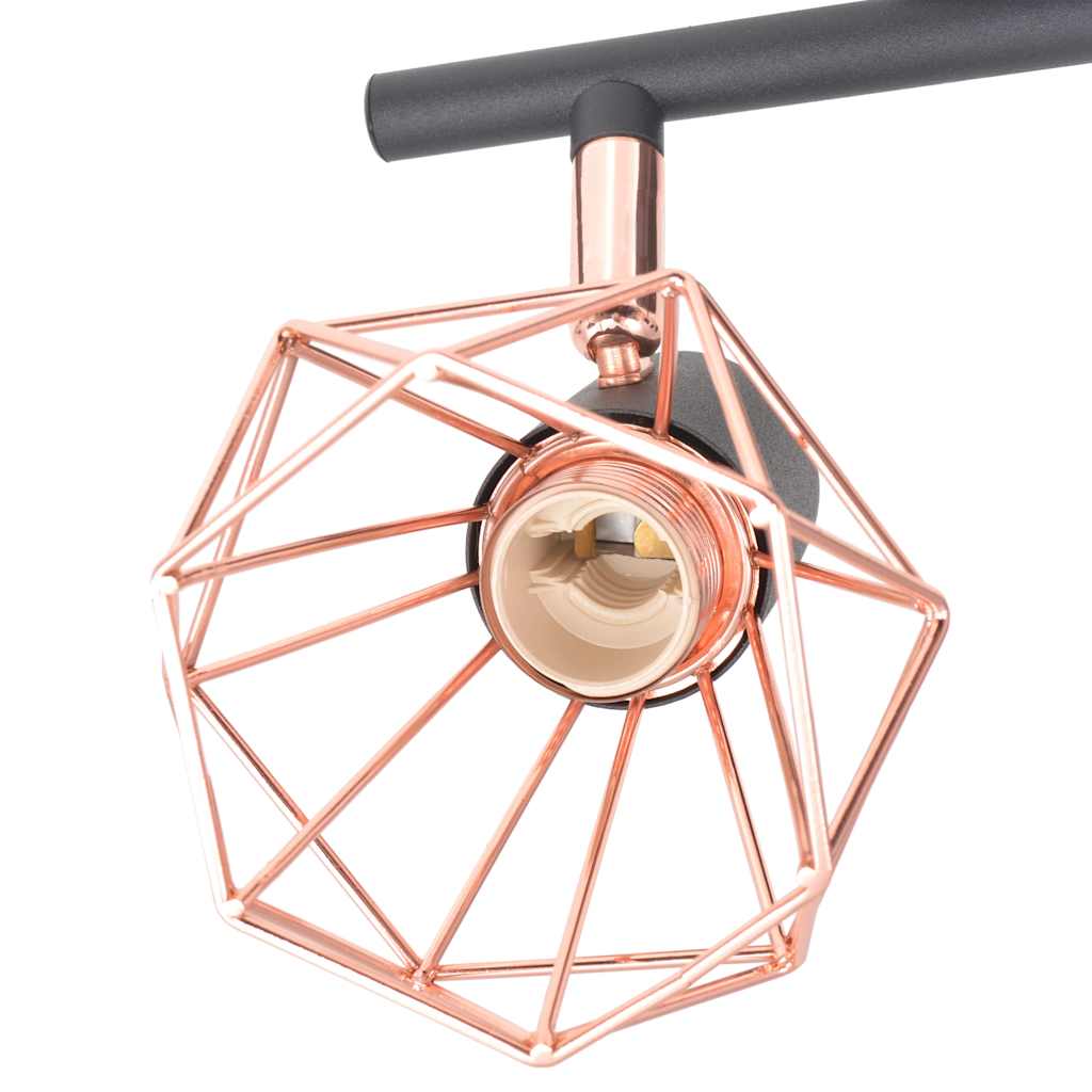 Lámpara de techo Vidaxl con 4 focos E14 Negro y cobre