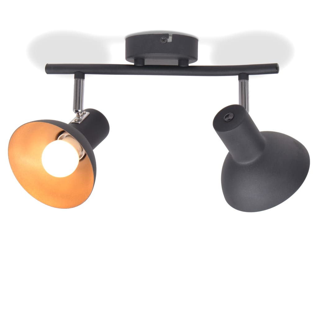 Lampada a soffitto Vidaxl per 2 pere e27 neri e dorati