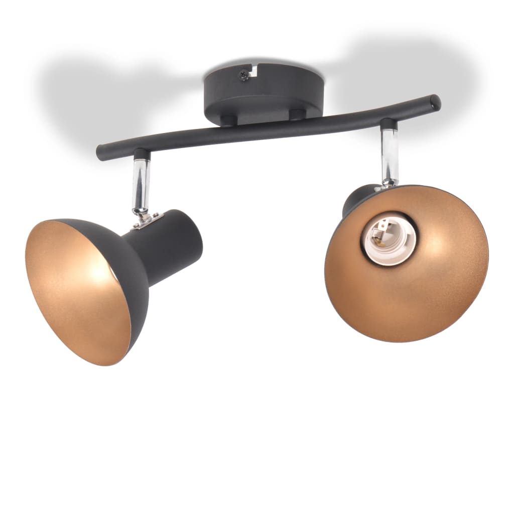 Lampada a soffitto Vidaxl per 2 pere e27 neri e dorati