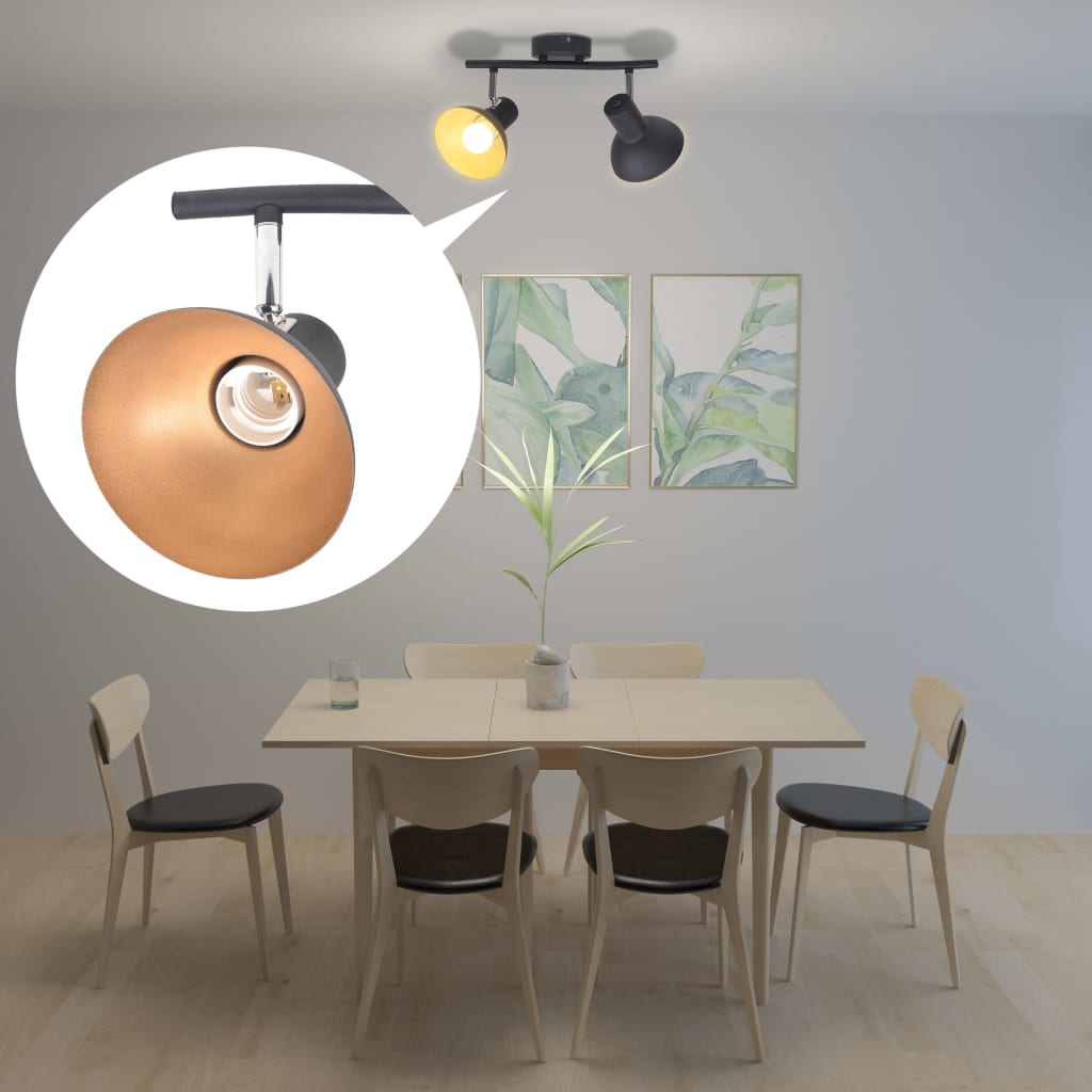 Lampada a soffitto Vidaxl per 2 pere e27 neri e dorati