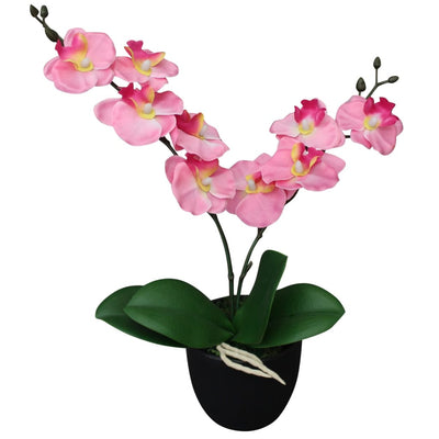 Vidaxl Orquídea de planta artificial con maceta de 30 cm de rosa