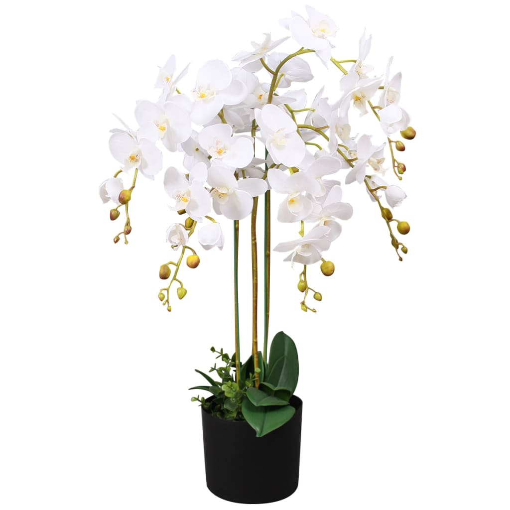 Planta artificial Vidaxl con orquídea de maceta 75 cm blanco