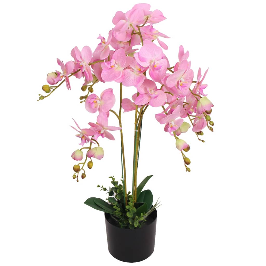 Vidaxl Orquídea de planta artificial con maceta de 75 cm de rosa