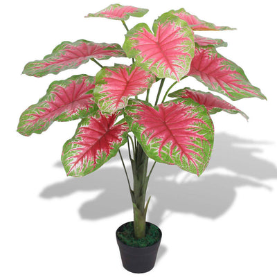 Vidaxl Caladio de planta artificial con maceta de 85 cm verde y rojo